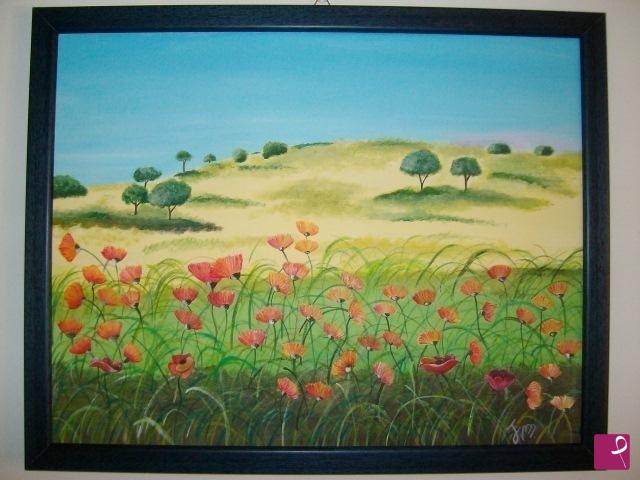 quadri in vendita online - Campo di papaveri