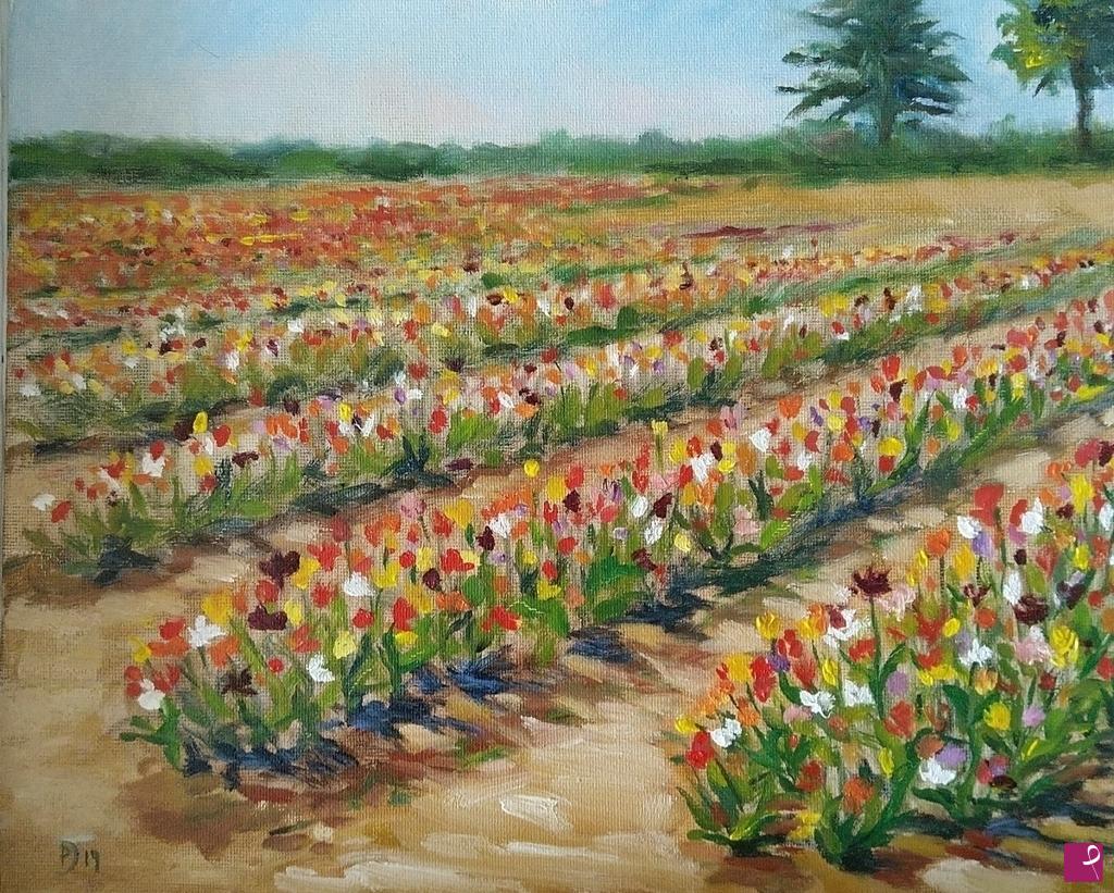 quadri in vendita online - Campo di tulipani