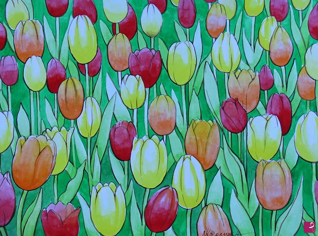 quadri in vendita online - campo di tulipani