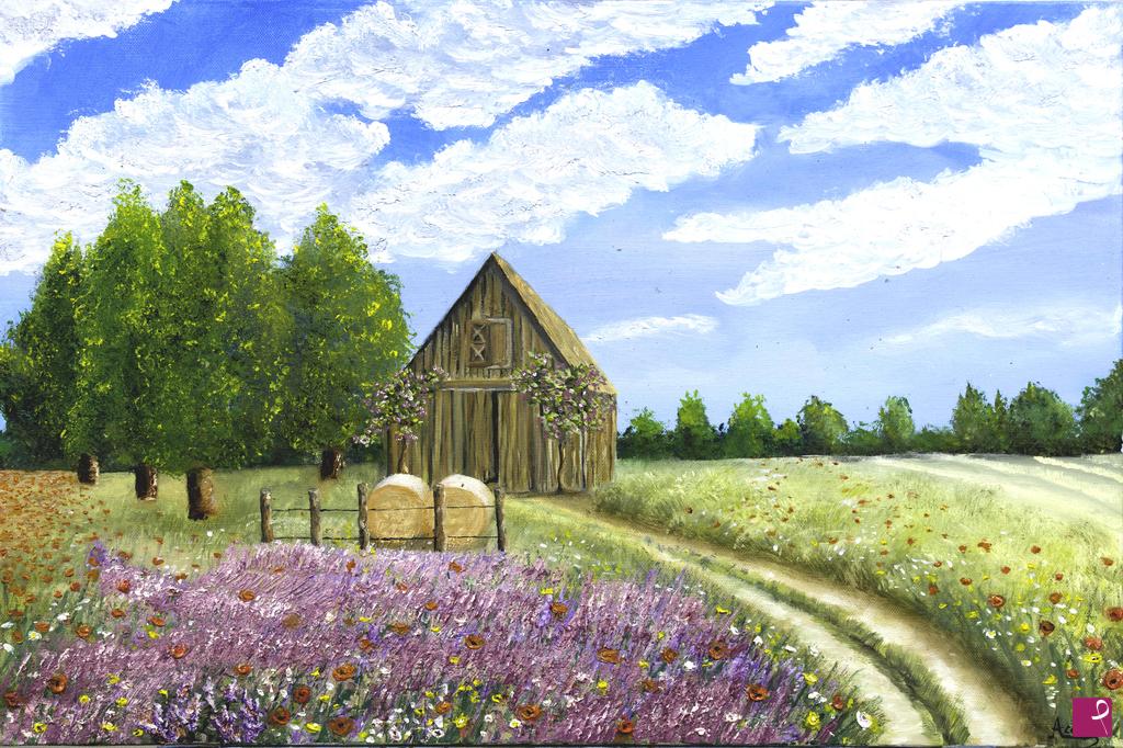quadri in vendita online - Campo di violette