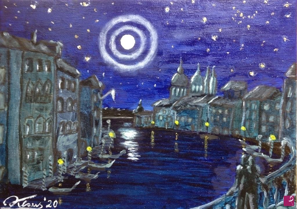 quadri in vendita online - Canal Grande con Luna piena