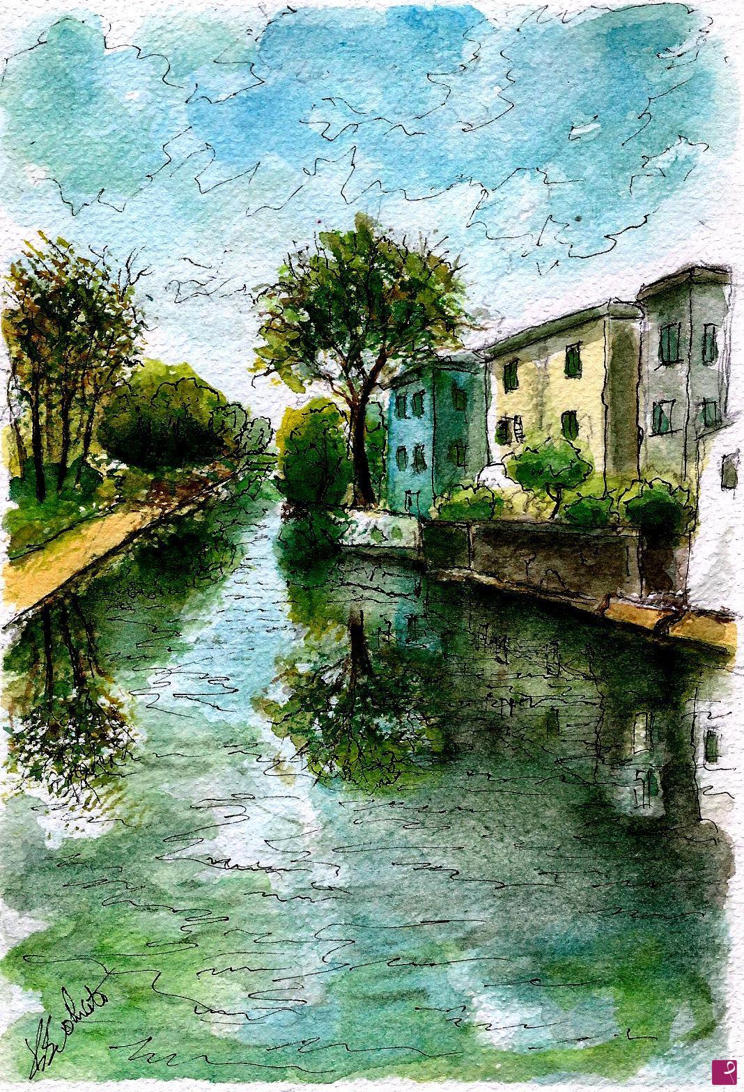 quadri in vendita online - Canal in Regent Park - Londra