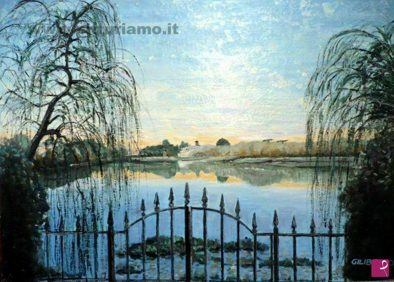 quadri in vendita online - Cancello sul lago