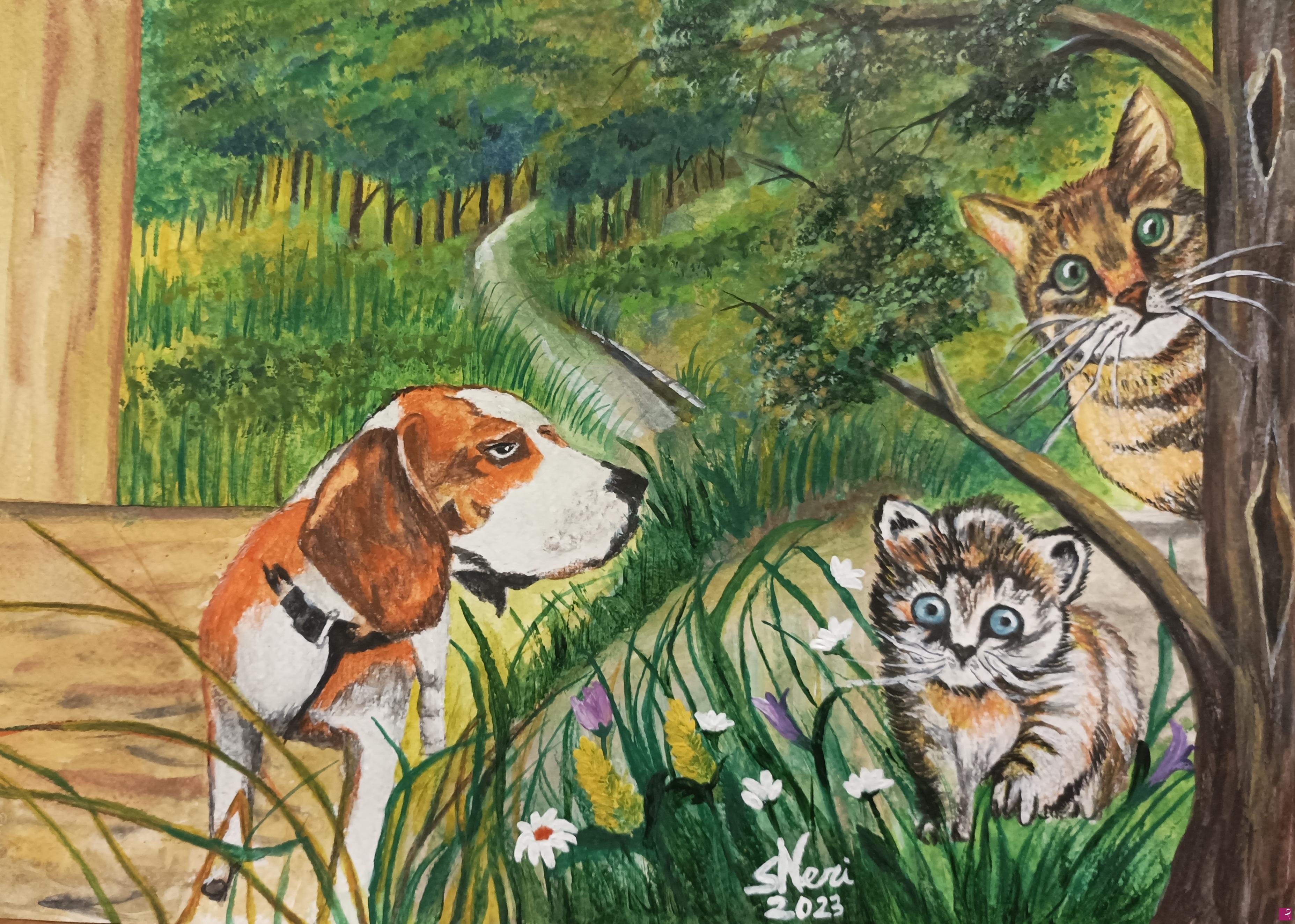 quadri in vendita online - Cane e gatti 