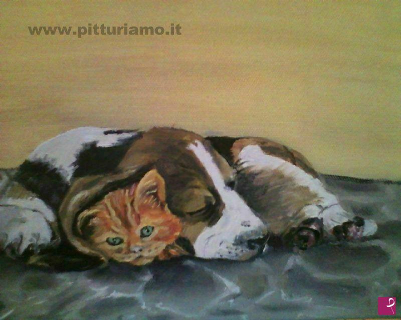 quadri in vendita online - Cane e gatto