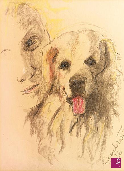 quadri in vendita online - Cane e padrona
