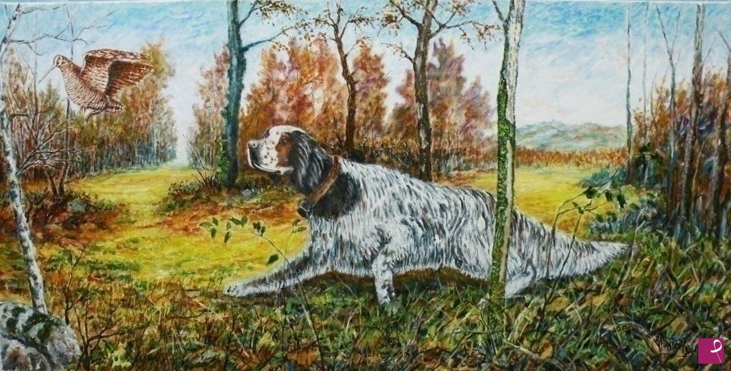 quadri in vendita online - CANE IN PUNTA 