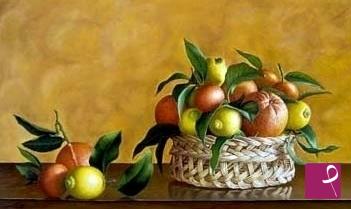 quadri in vendita online - Canestro di agrumi