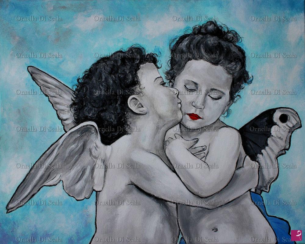 quadri in vendita online - Capoletto moderno angeli cupidi amorini pop art