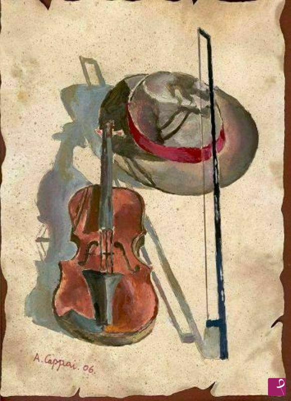 quadri in vendita online - Cappello con Violino.
