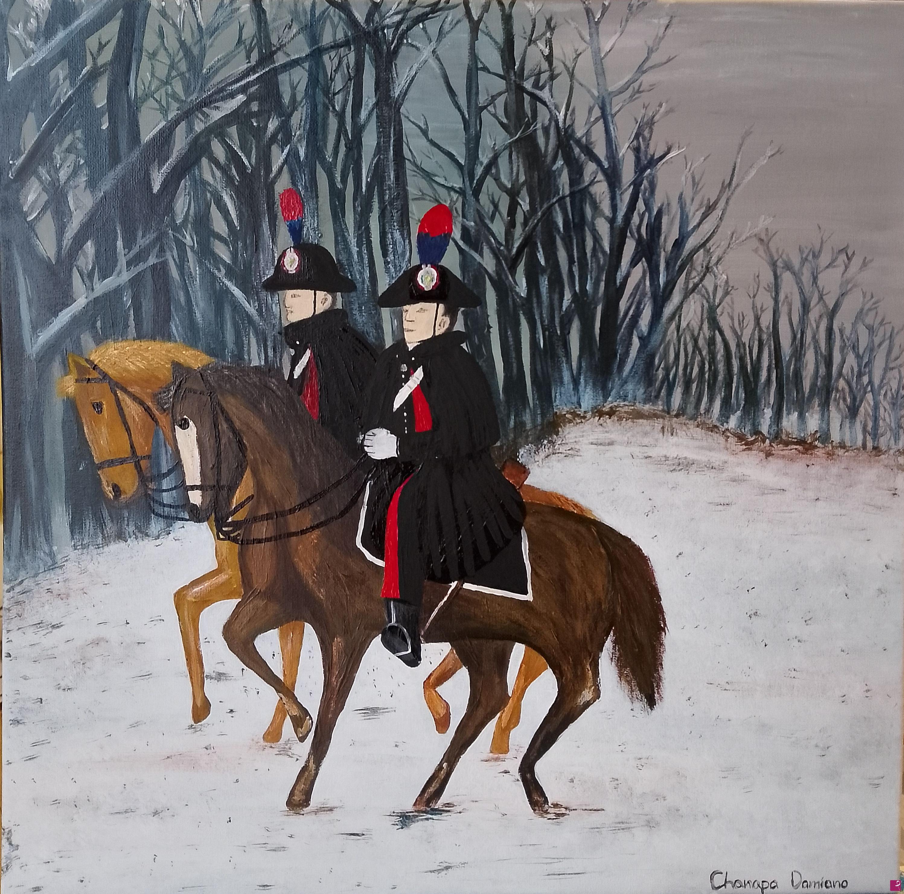 quadri in vendita online - Carabinieri a cavallo