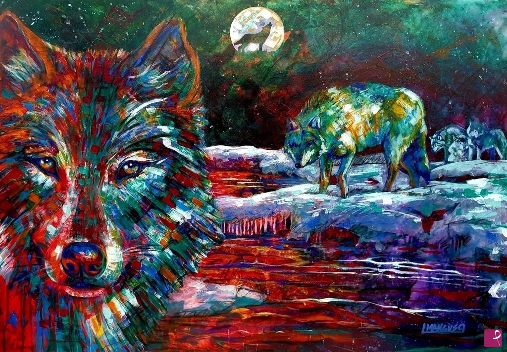 quadri in vendita online - Caravan of Wolves