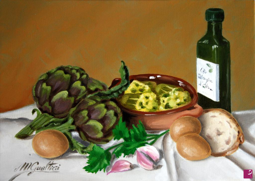 quadri in vendita online - Carciofi ripieni