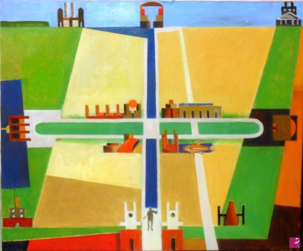 quadri in vendita online - cardo d'erba, decumano d'acqua (S.U. 1/16)