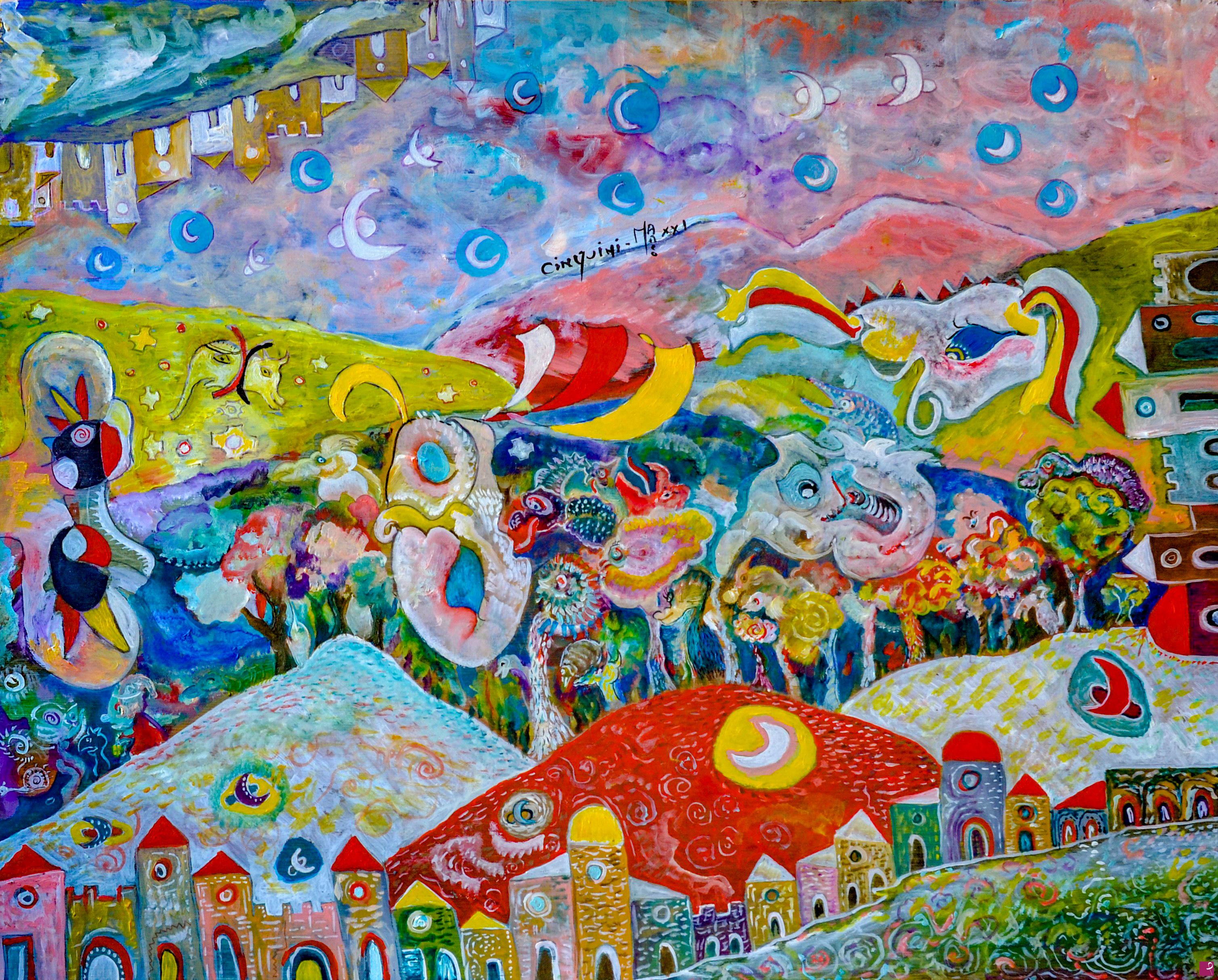 quadri in vendita online - Carnevale nel bosco incantato