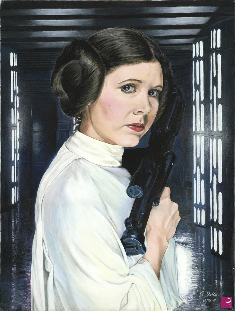 quadri in vendita online - Carrie Fisher "Principessa Leila"