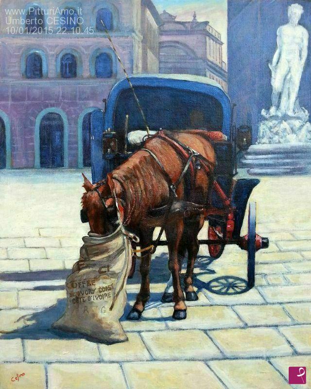 quadri in vendita online - Carrozzella fiorentina, Piazza della Signoria