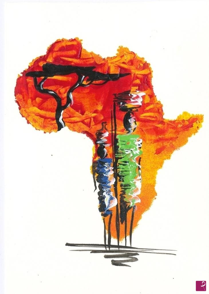 quadri in vendita online - CARTOLINA AFRICA