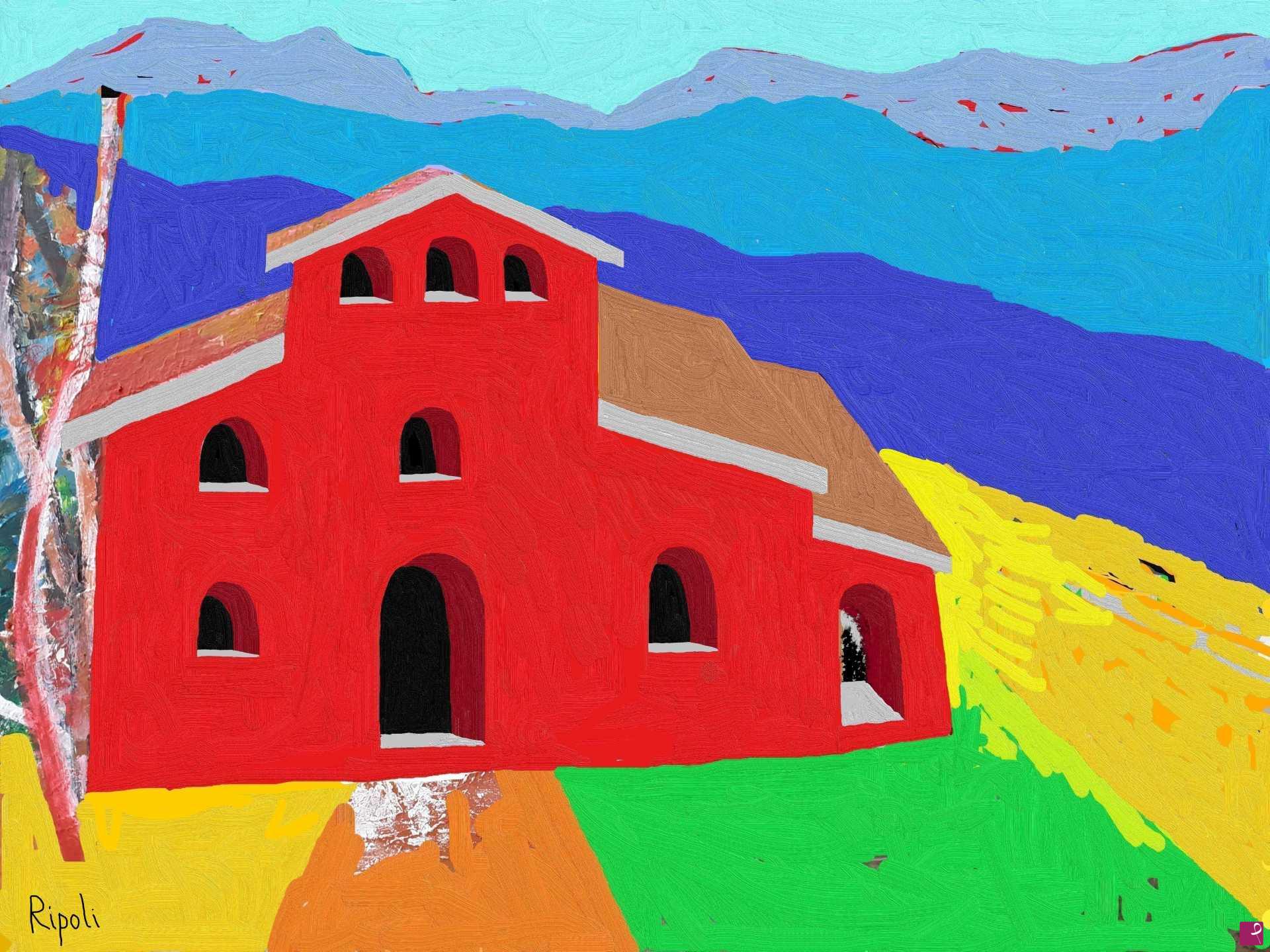 quadri in vendita online - CASA ROSSA con vista montagne Pollino
