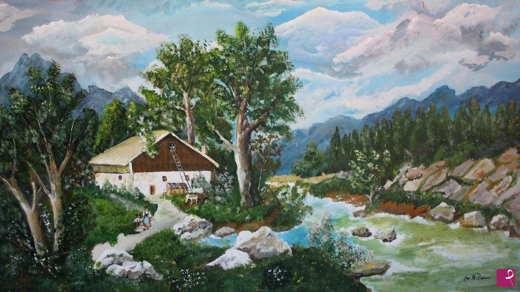 quadri in vendita online - Casa sul fiume