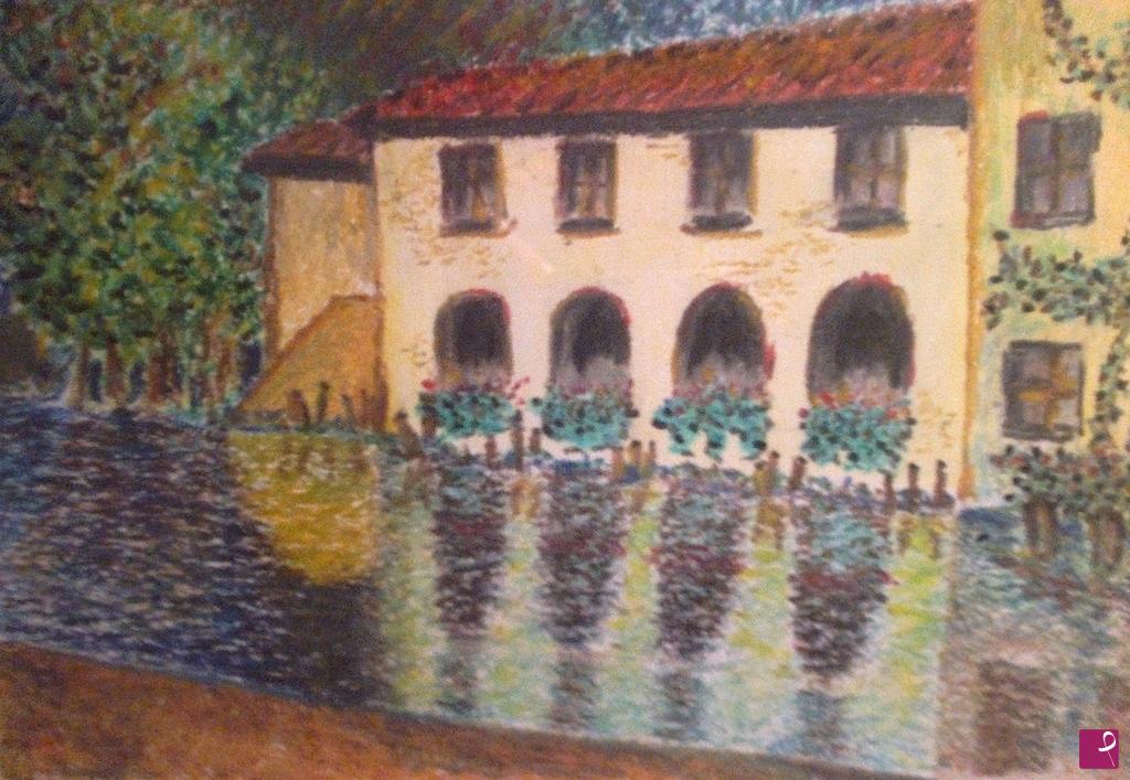 quadri in vendita online - casa sul fiume