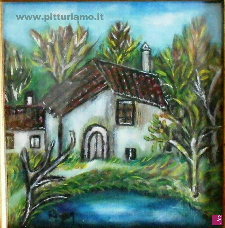 quadri in vendita online - Casa sul lago