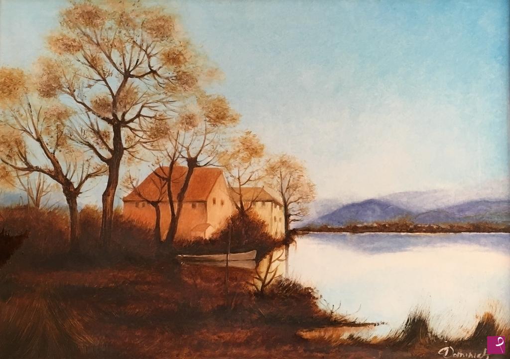 quadri in vendita online - Casa sul lago 