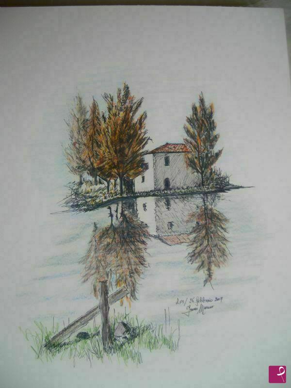 quadri in vendita online - Casa sul lago