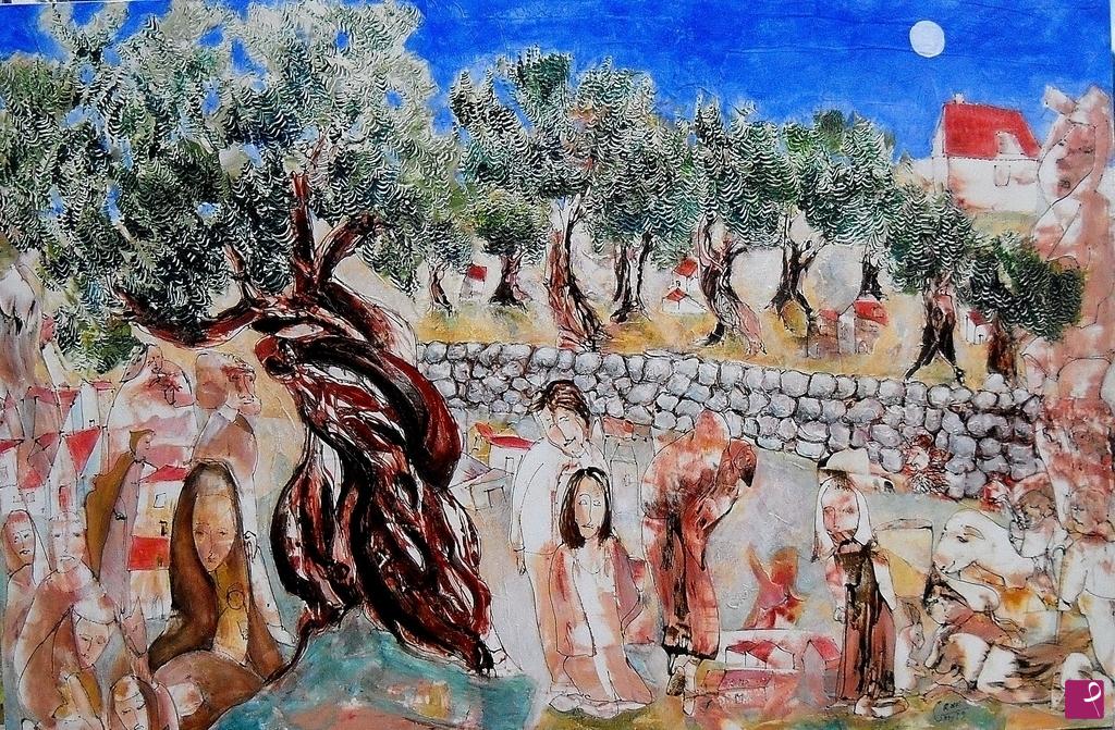 quadri in vendita online - Casca l'uliva  100x80x4 cm Tecnica mista