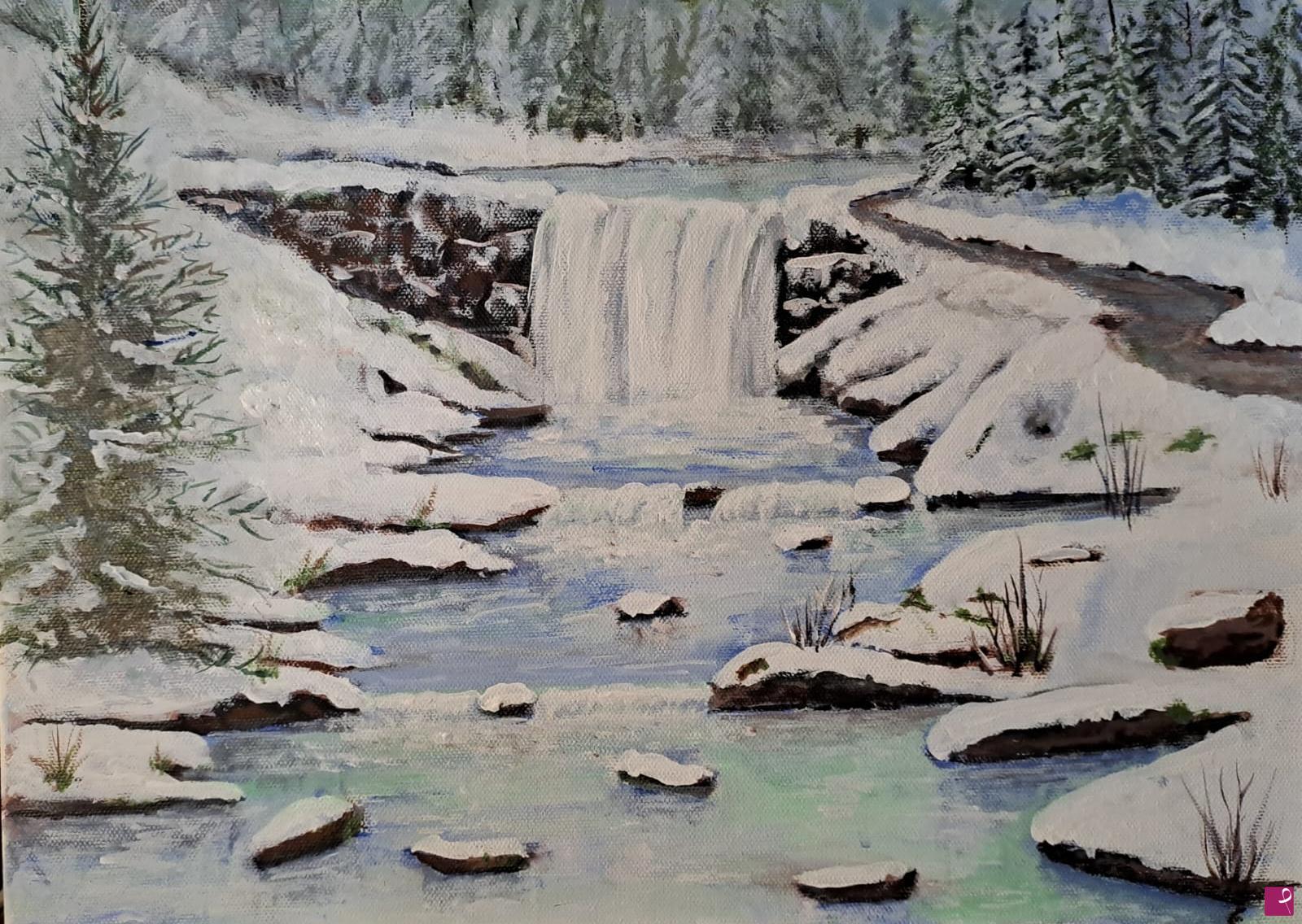 quadri in vendita online - cascata d'inverno