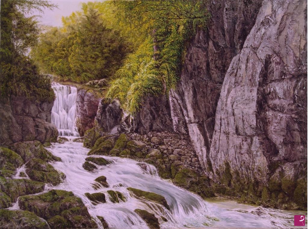 quadri in vendita online - Cascata tra le rocce