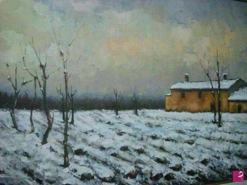 quadri in vendita online - Cascina innevata