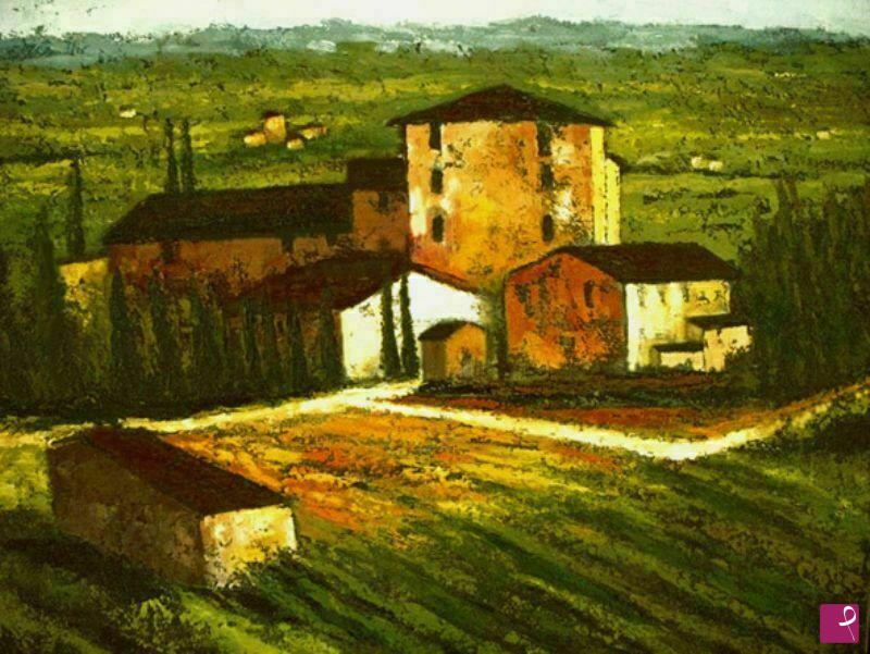 quadri in vendita online - Cascina sulla collina astigiana