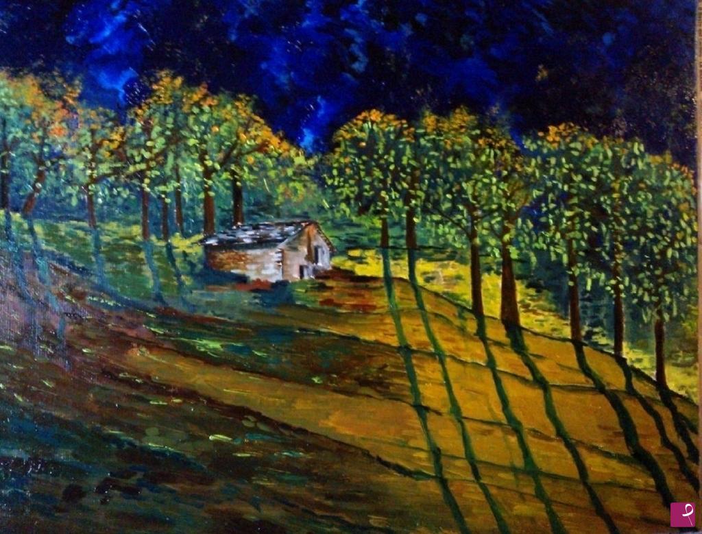 quadri in vendita online - Cascina tra gli alberi