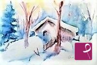 quadri in vendita online - casetta nella neve