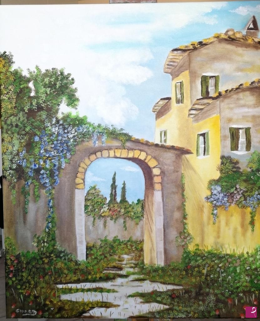 quadri in vendita online - Casolare con cortile