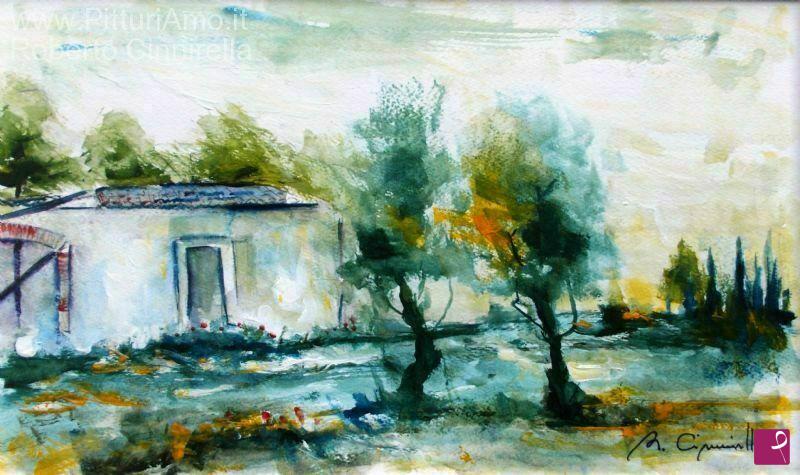 quadri in vendita online - casolare impressionista