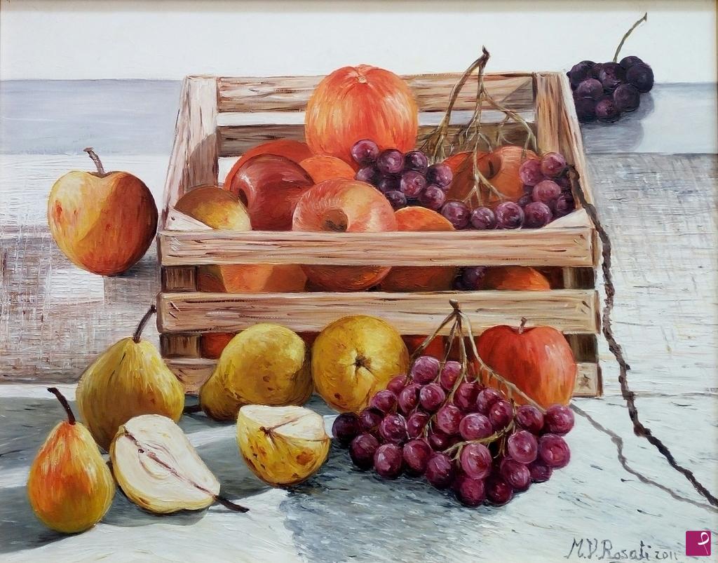 quadri in vendita online - CASSETTA CON FRUTTA