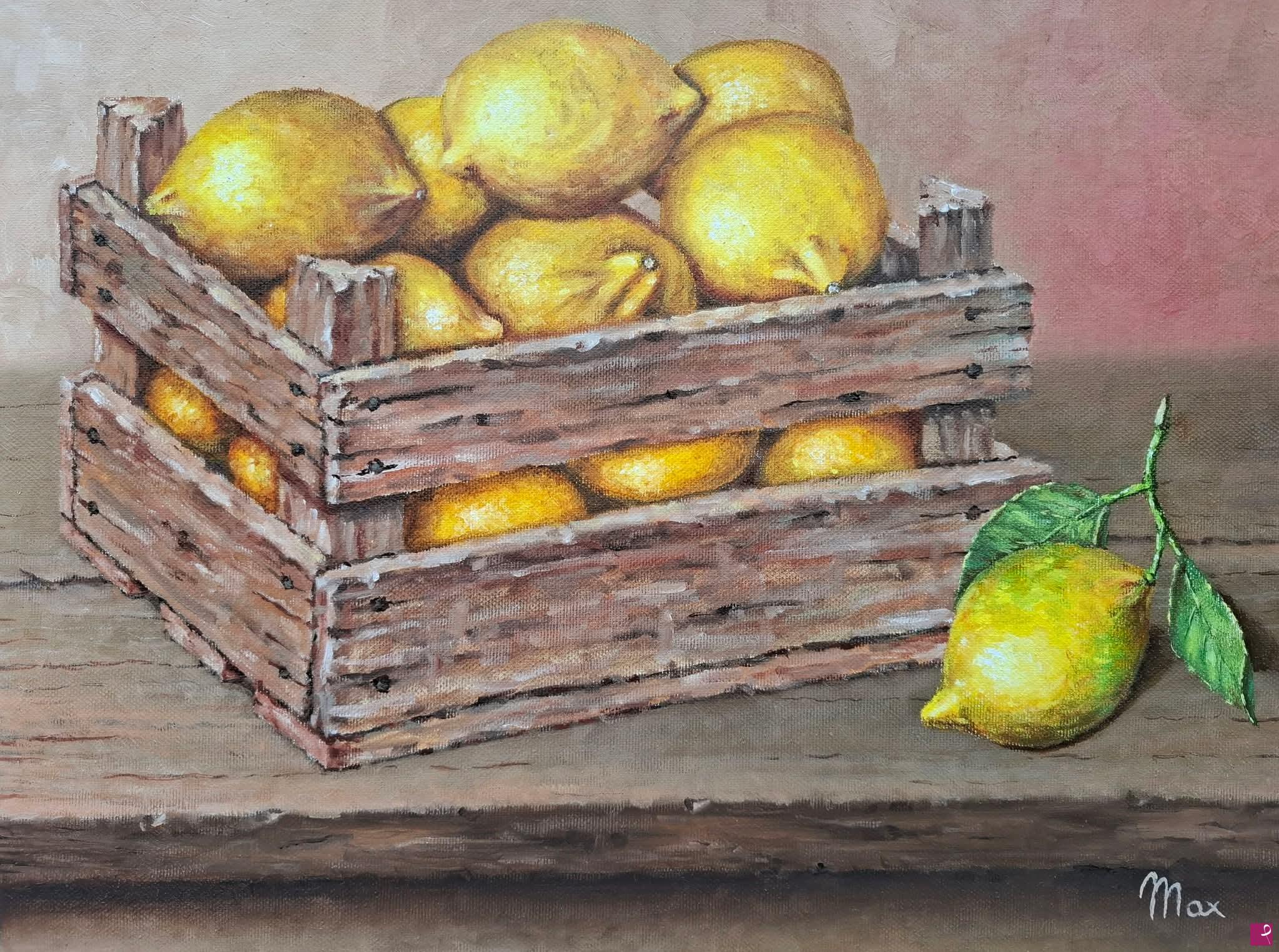 quadri in vendita online - CASSETTA DI LIMONI 
