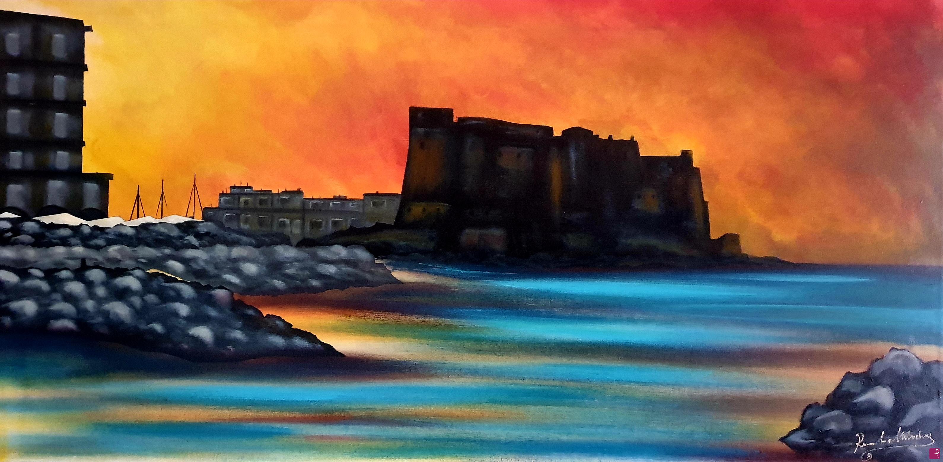 quadri in vendita online - Castel dell'Ovo con vista da via Partenope