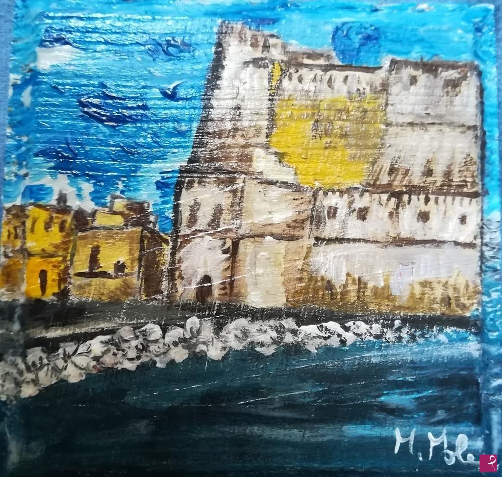 quadri in vendita online - Castel dell'ovo di sera in miniatura 