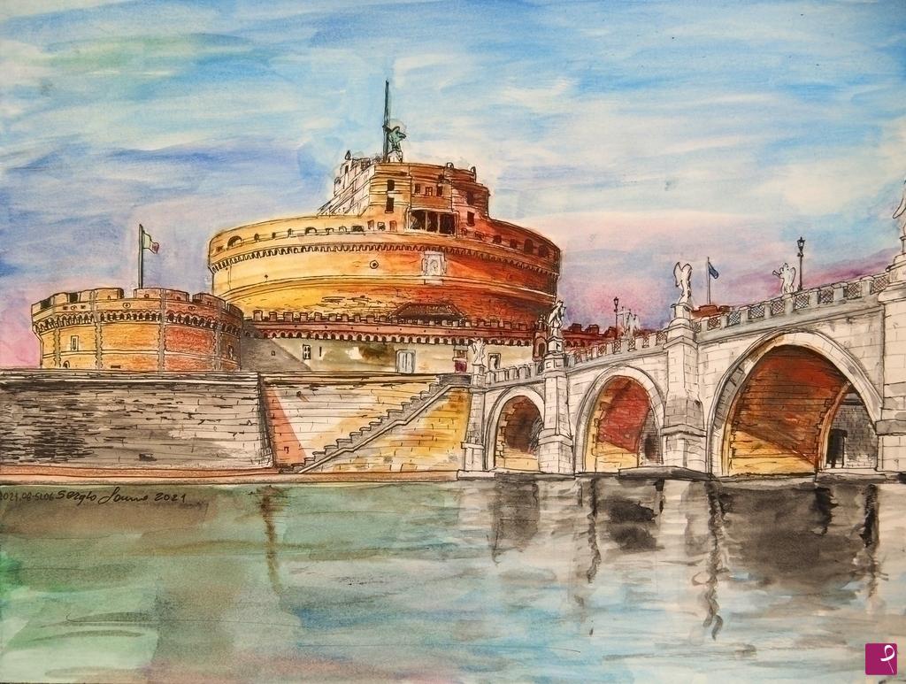 quadri in vendita online - Castel Sant'Angelo col ponte