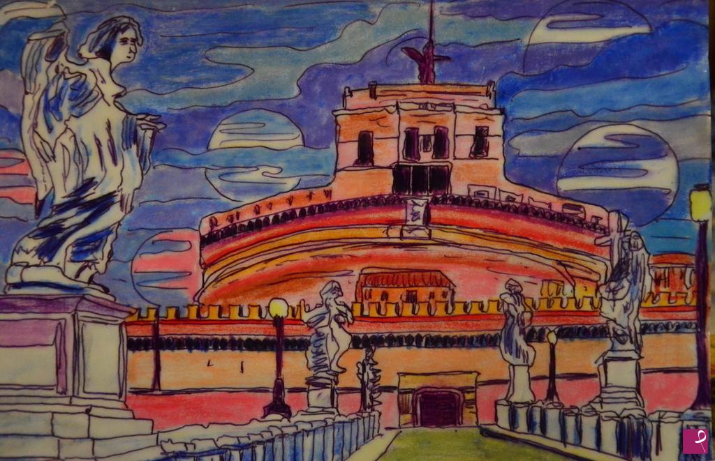 quadri in vendita online - CASTEL SANT'ANGELO, NER CORE DE ROMA ROMA, IN VERSIONE PSICHEDELICA