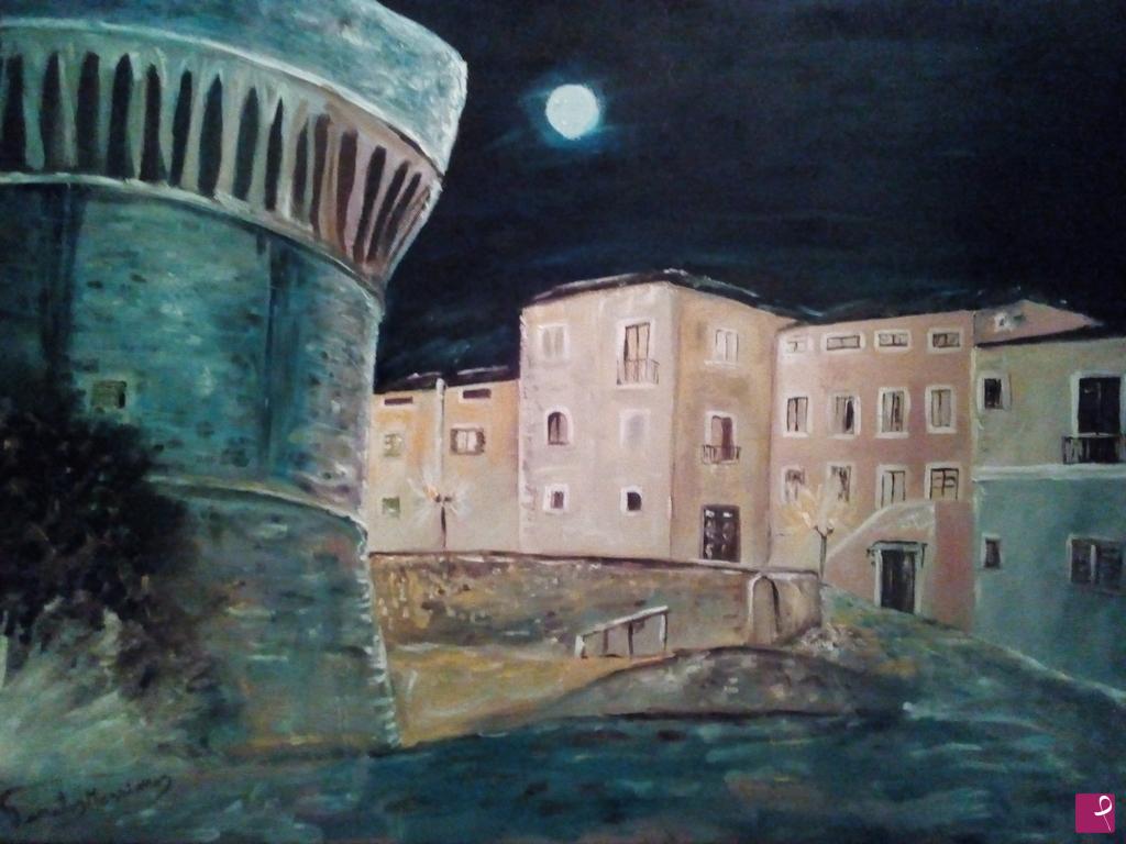 quadri in vendita online - Castello aragonese notturno