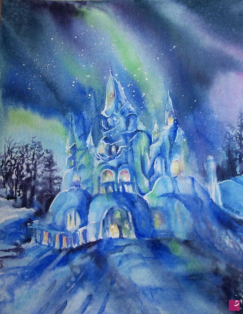 quadri in vendita online - Castello di ghiaccio, fantasie d'inverno 