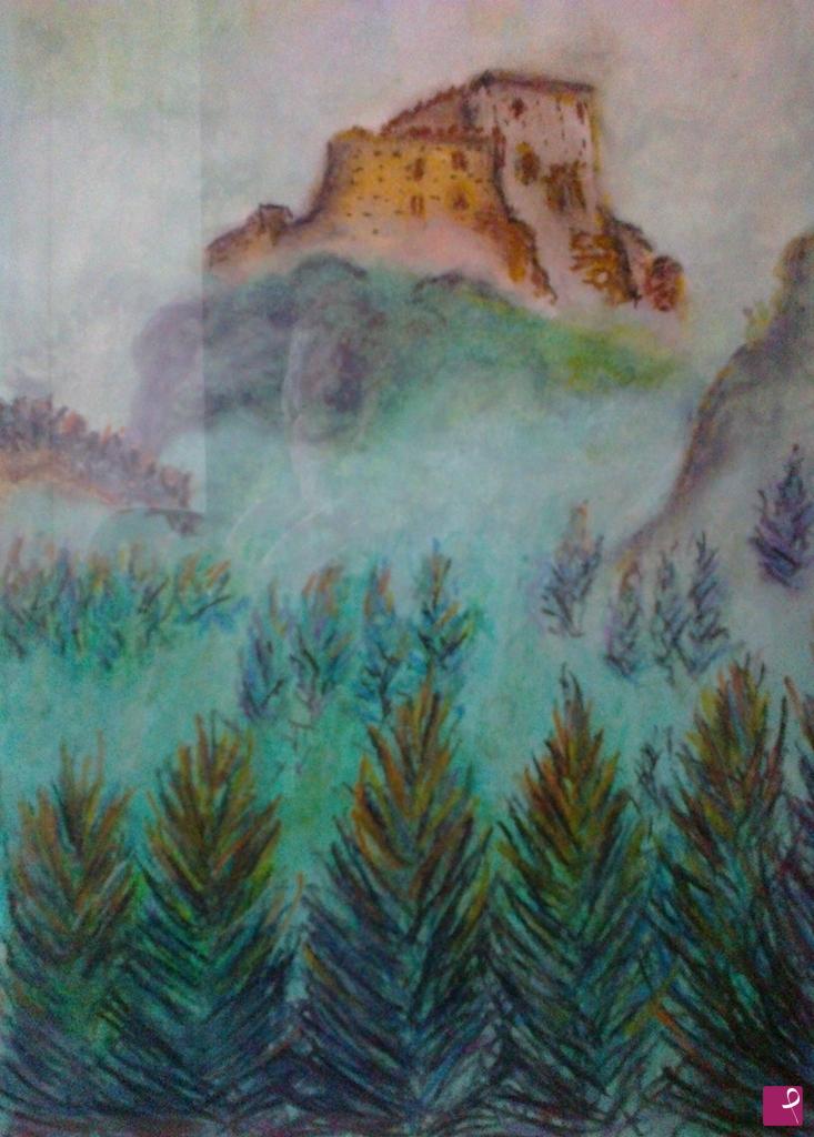 quadri in vendita online - castello nella nebbia