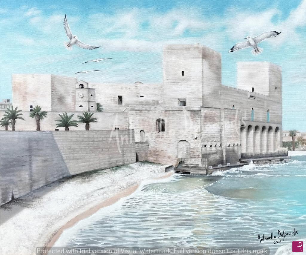 quadri in vendita online - Castello Trani vista mare - codice archivio AD-003-2021 
