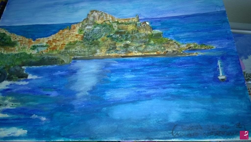 quadri in vendita online - Castelsardo  ritratto acquarello