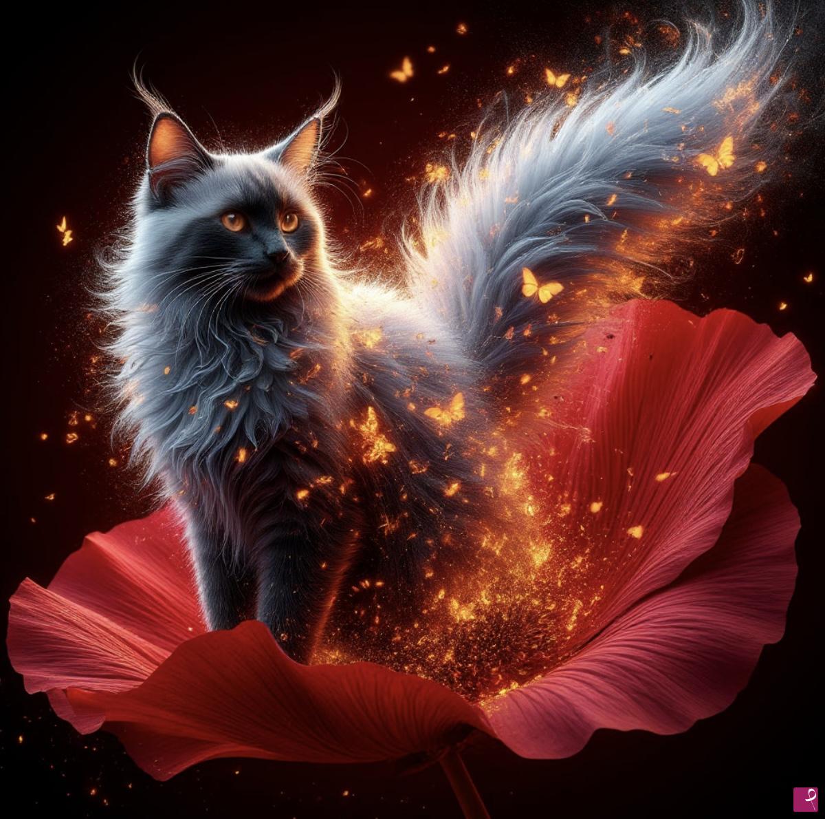 quadri in vendita online - Cat from flower 