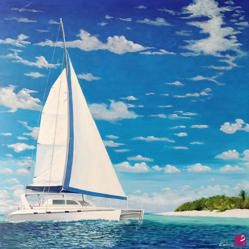 quadri in vendita online - catamarano bianco